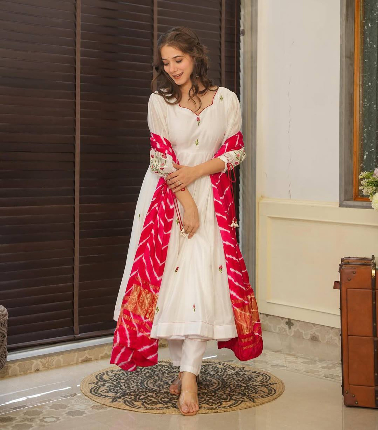 Image of AUREVA LIFESTYLE Embroidered Kurta, Trouser /Pant & Dupatta Set