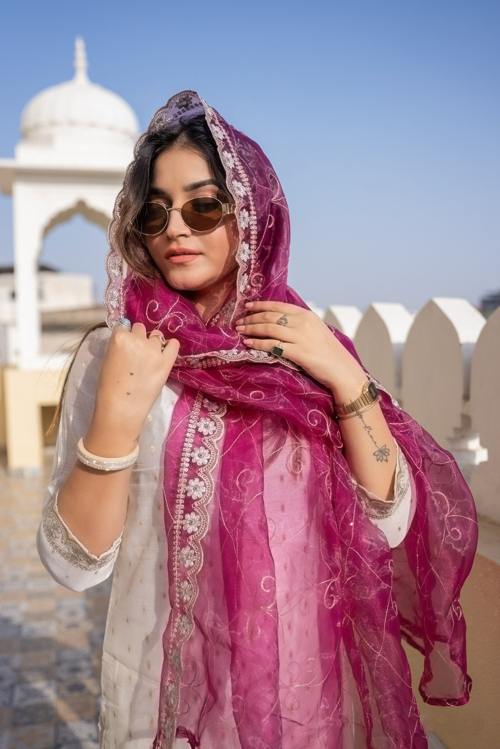 Image of VredeVogel Embroidered Kurta, Trouser /Pant & Dupatta Set