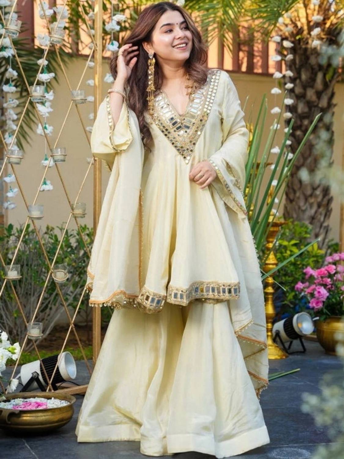 heer tex Embroidered Kurta, Sharara & Dupatta Set