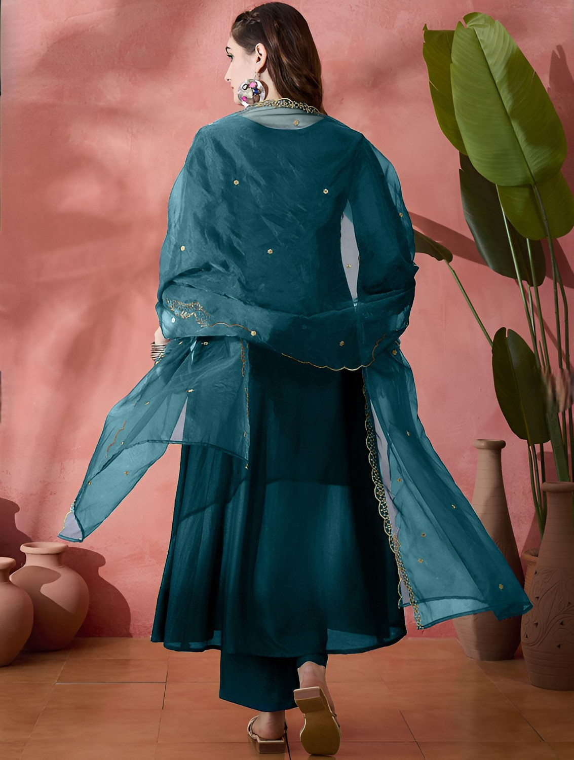 Image of HOUSEOFKALI Embroidered Anarkali Kurta, Bottom & Dupatta Set