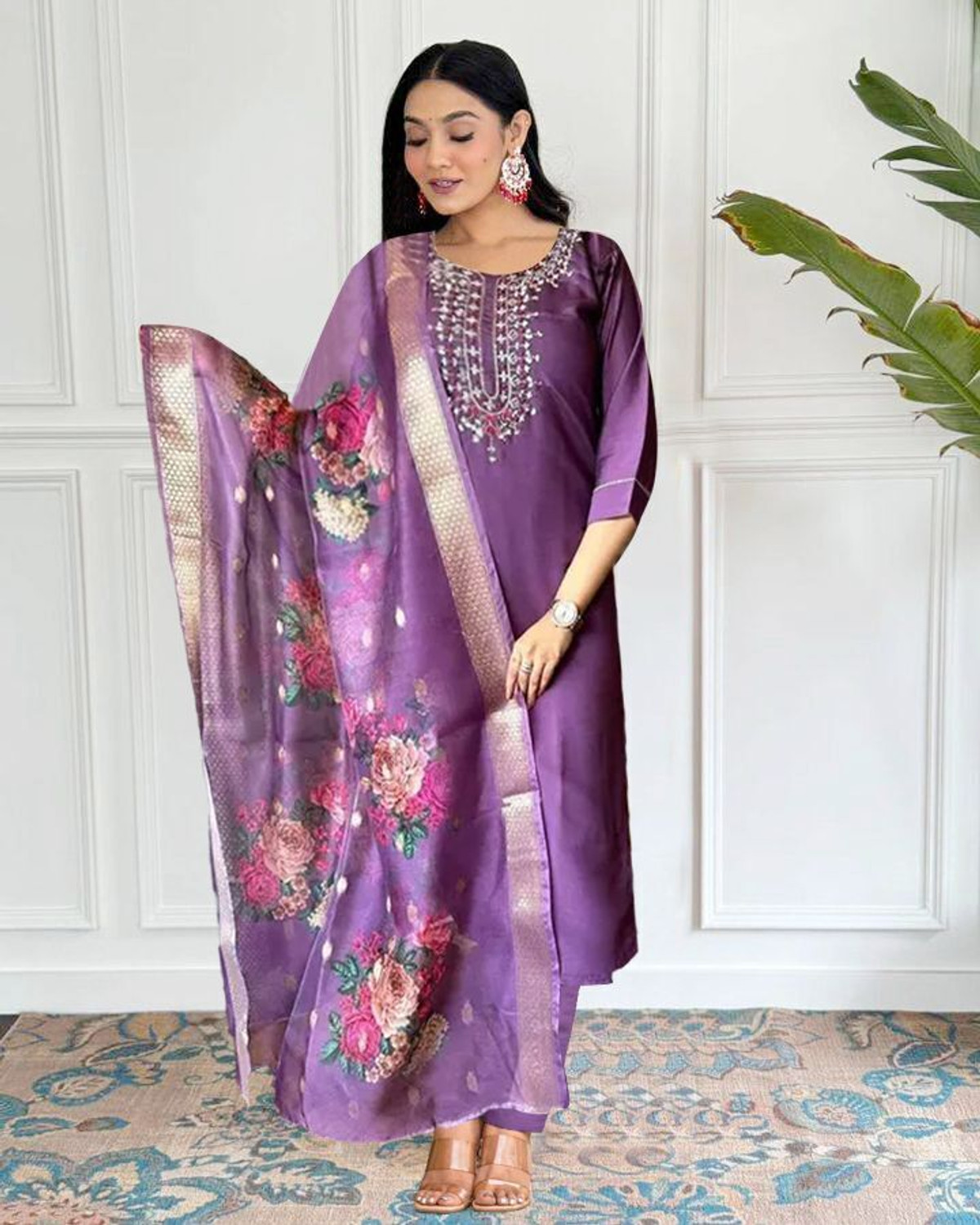 Image of Petromen Embroidered Kurta, Salwar & Dupatta Set