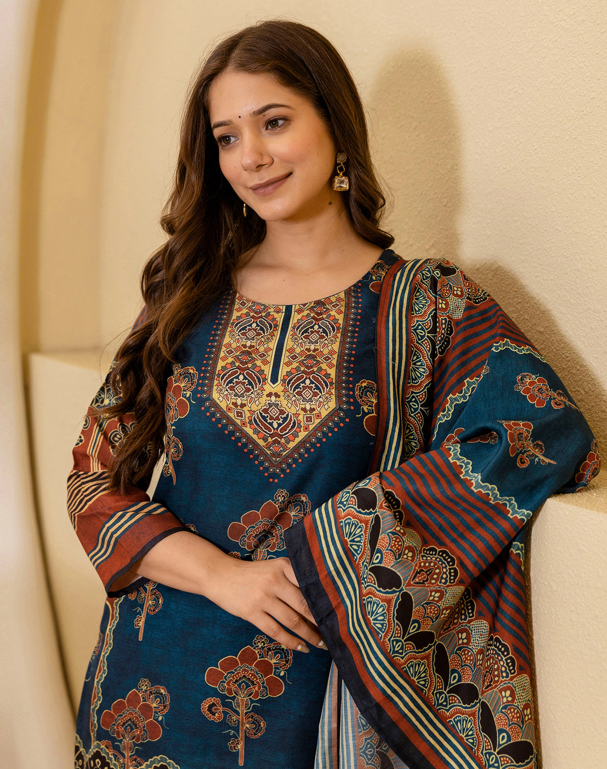 Image of Tasrika Printed Kurta, Salwar & Dupatta Set