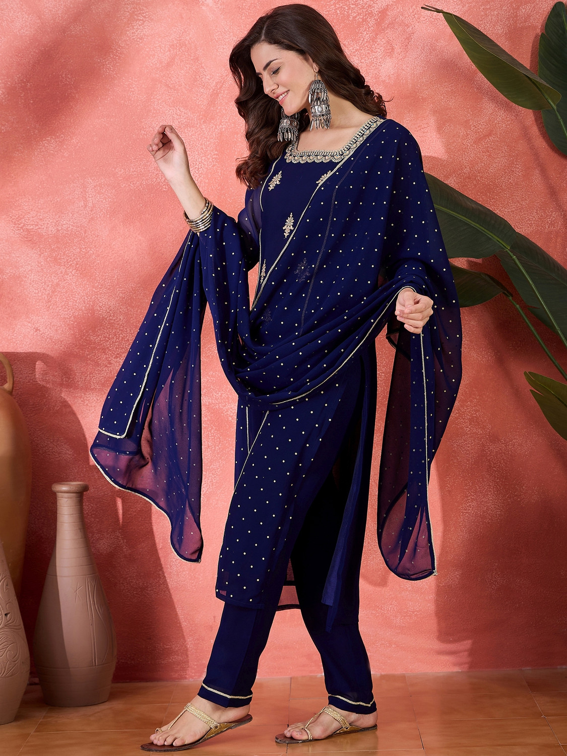 Image of Sangria Printed Kurta, Trouser /Pant & Dupatta Set