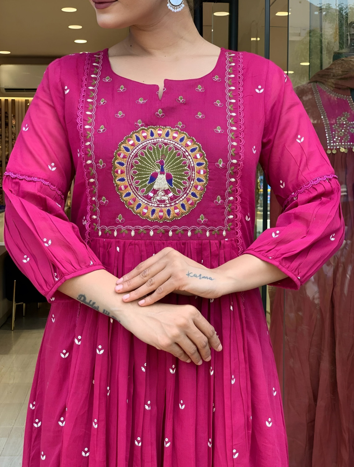 Image of Irtada Printed Anarkali Kurta, Bottom & Dupatta Set