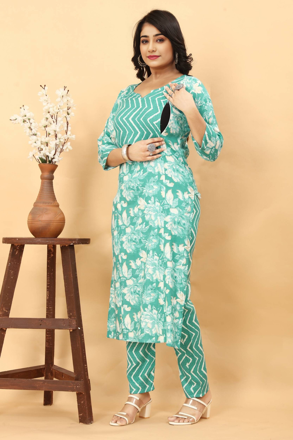 Image of Assume Fab Printed Kurta, Trouser /Pant & Dupatta Set