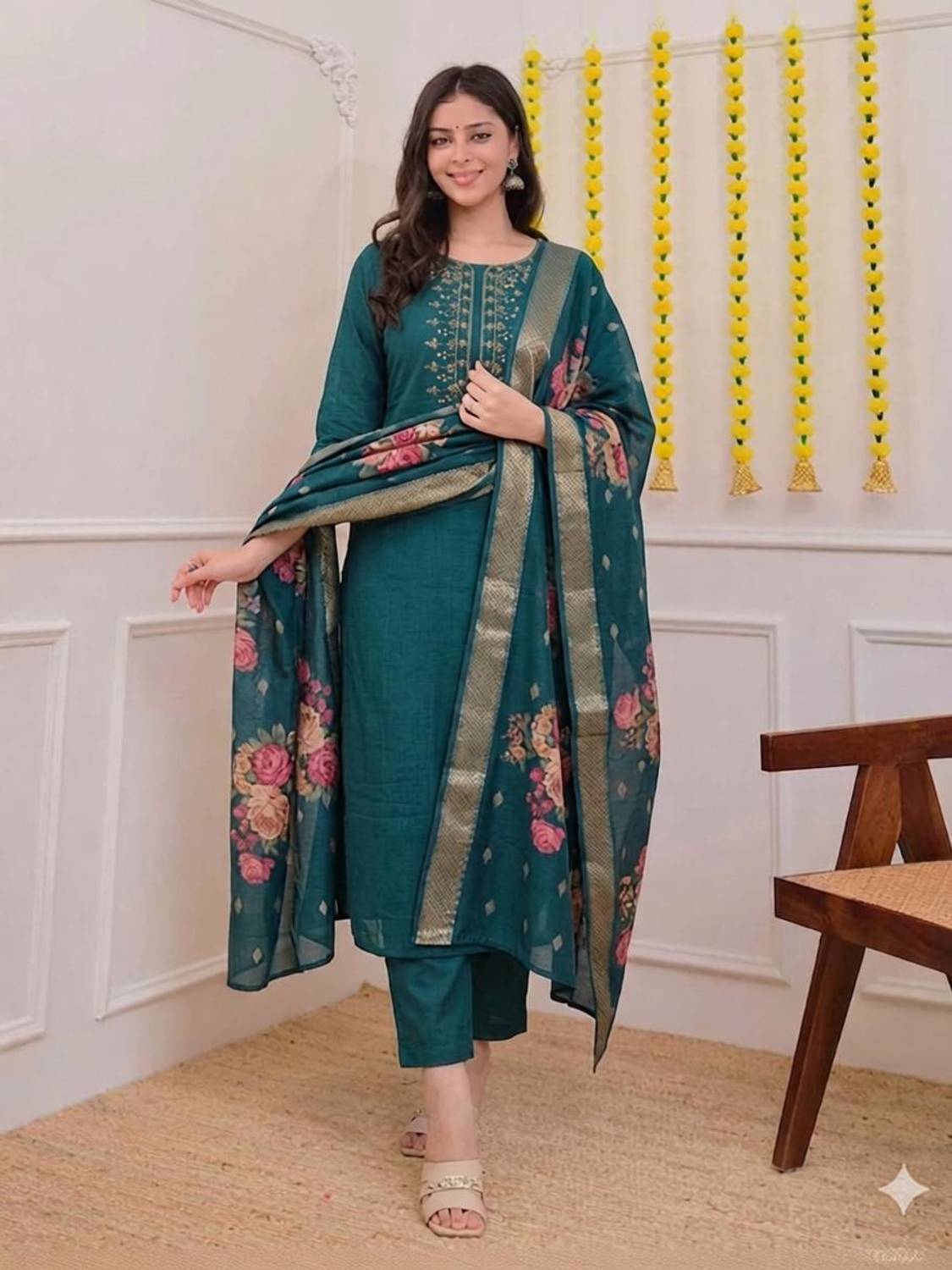 BALAAD CREATION Embroidered Kurta, Trouser/Pant & Dupatta Set