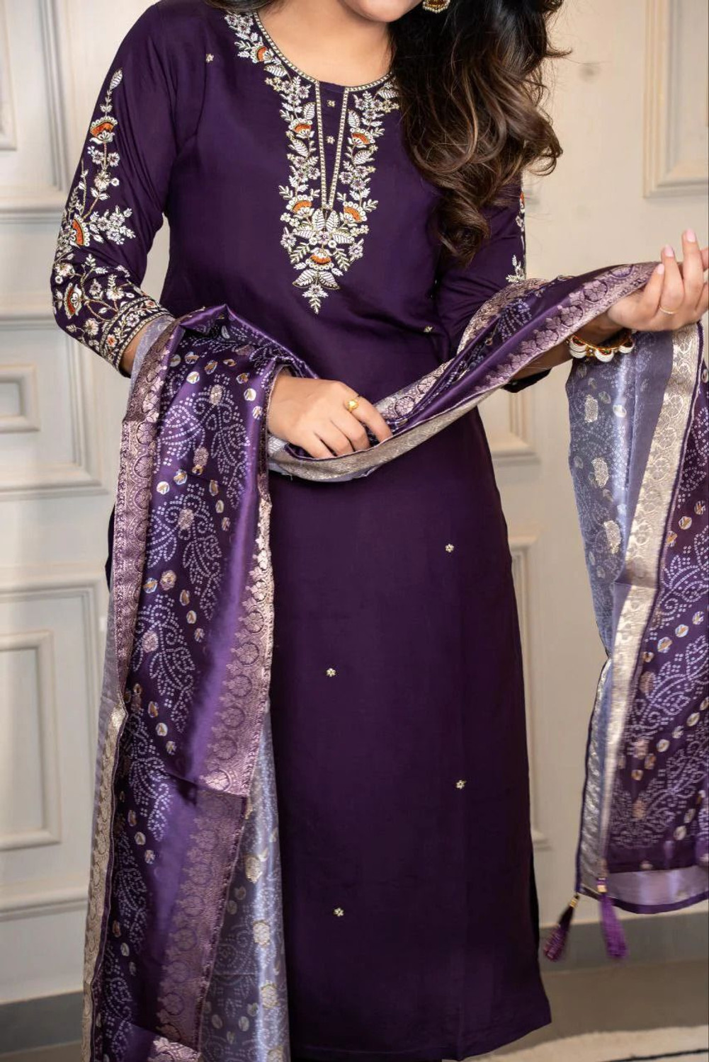 Image of Divastri Embroidered Kurta, Trouser /Pant & Dupatta Set