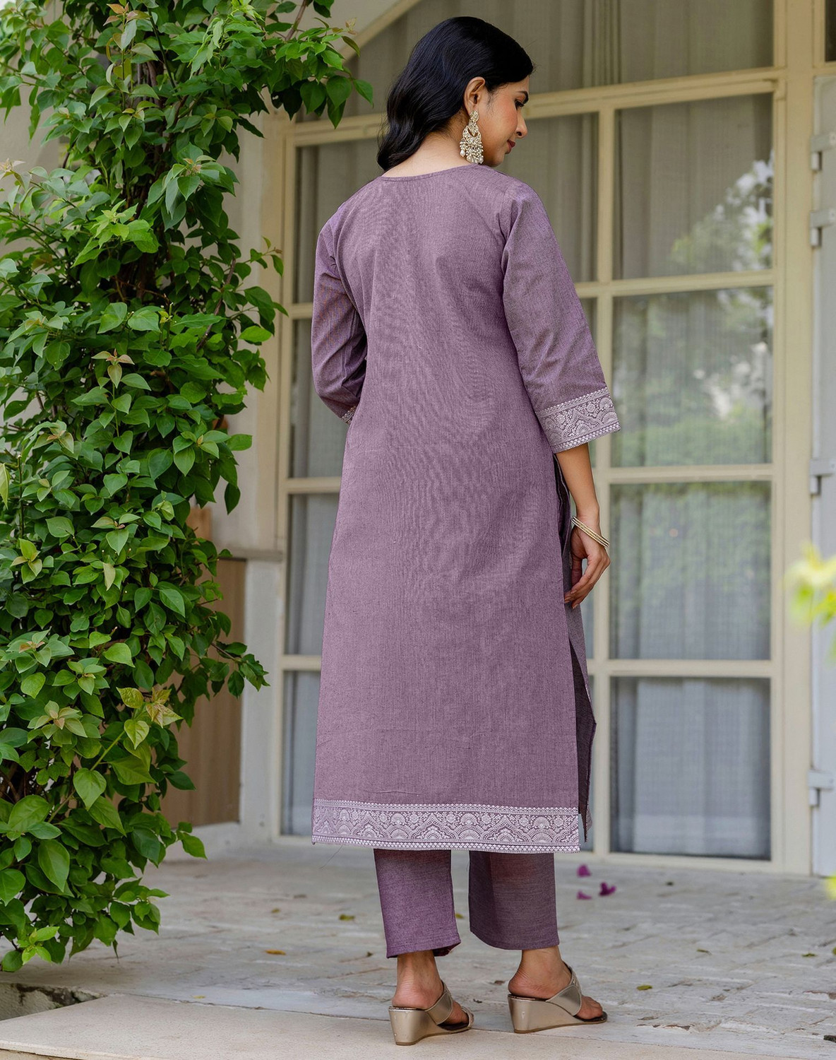 Image of Tasrika Embellished, Woven Kurta, Trouser /Pant & Dupatta Set