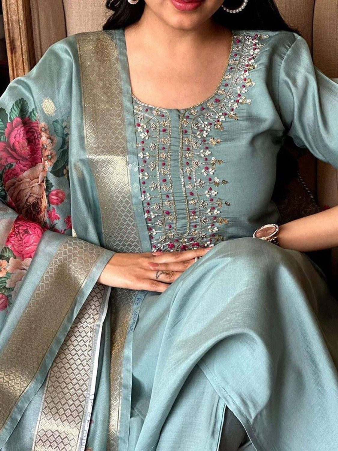 Image of Zinariya Fab Embroidered Kurta, Salwar & Dupatta Set