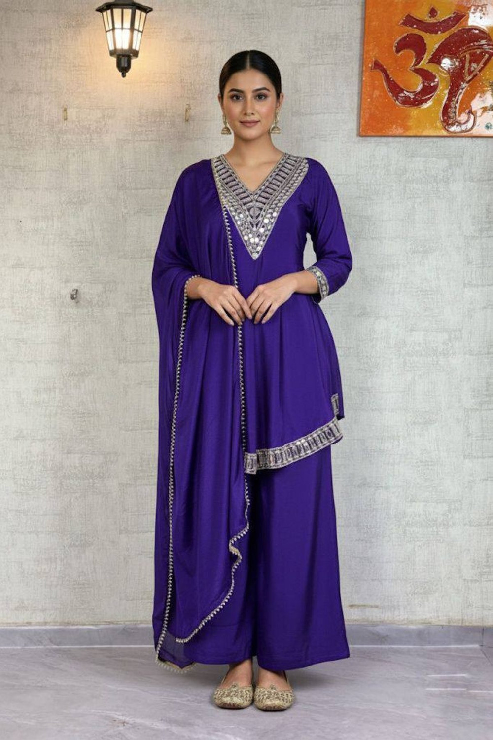 Image of heer tex Embroidered Kurta, Sharara & Dupatta Set
