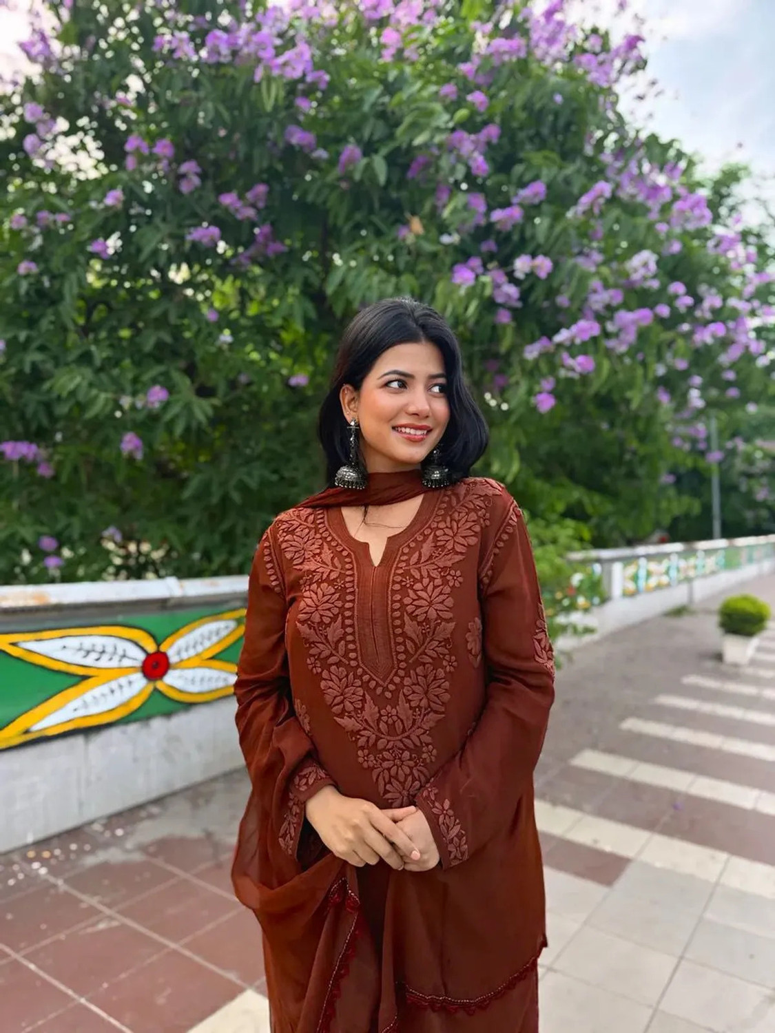 Image of Shanaya Embroidered Kurta, Palazzo & Dupatta Set
