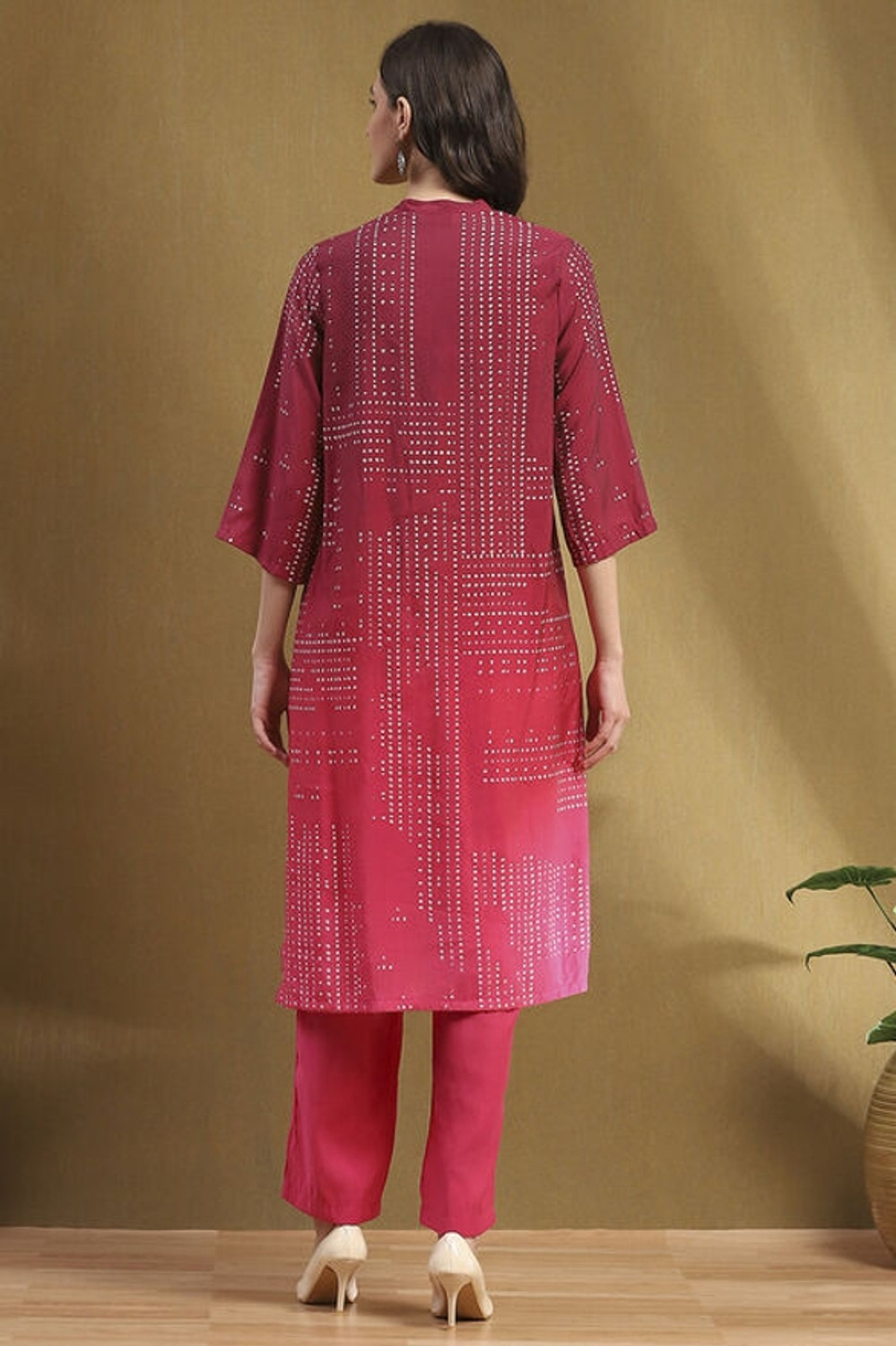 Image of BIBA Printed Kurta, Palazzo & Dupatta Set