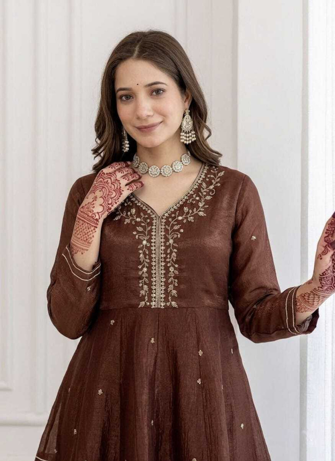Image of KALKI COLLECTION Embroidered Kurta, Palazzo & Dupatta Set
