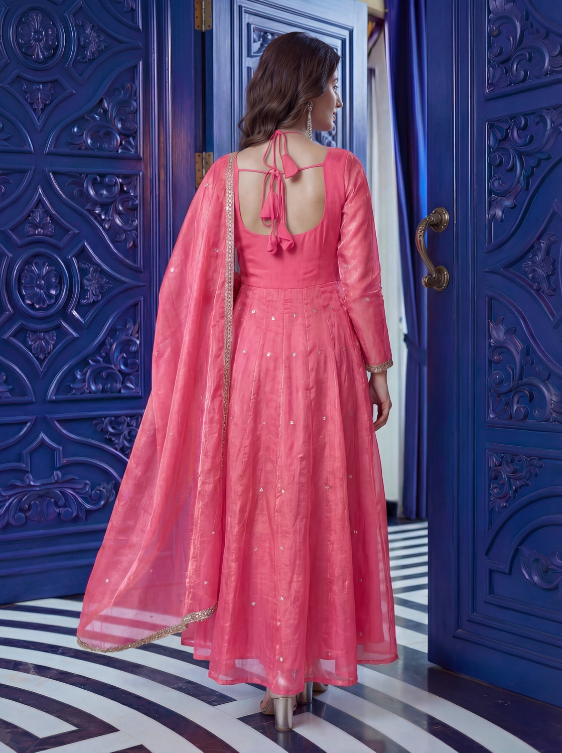 Image of Divastri Embroidered Anarkali Kurta, Bottom & Dupatta Set