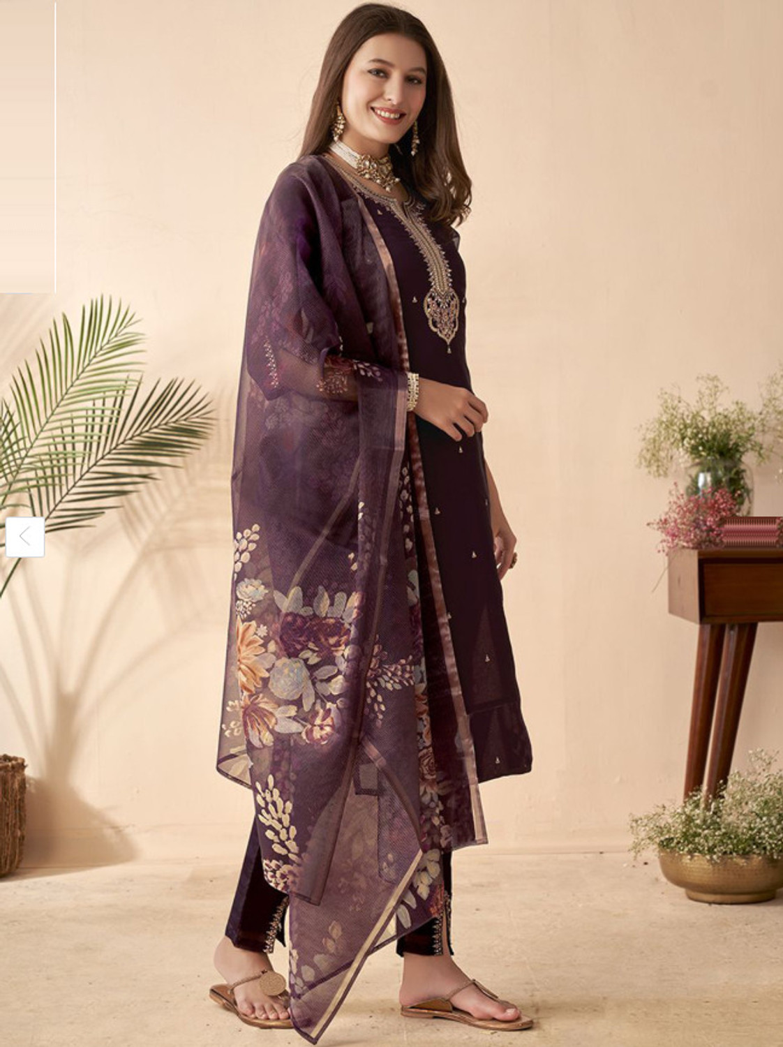 Image of ziyana enterprise Embroidered Kurta, Trouser /Pant & Dupatta Set