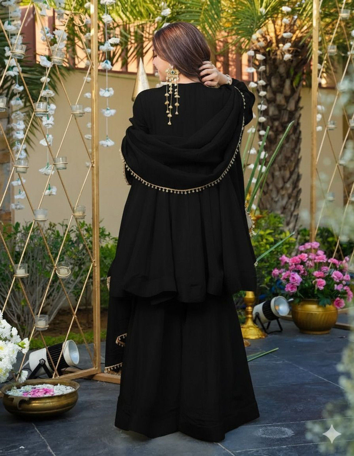 Image of BE IN TEXO FAB Embroidered Kurta, Sharara & Dupatta Set