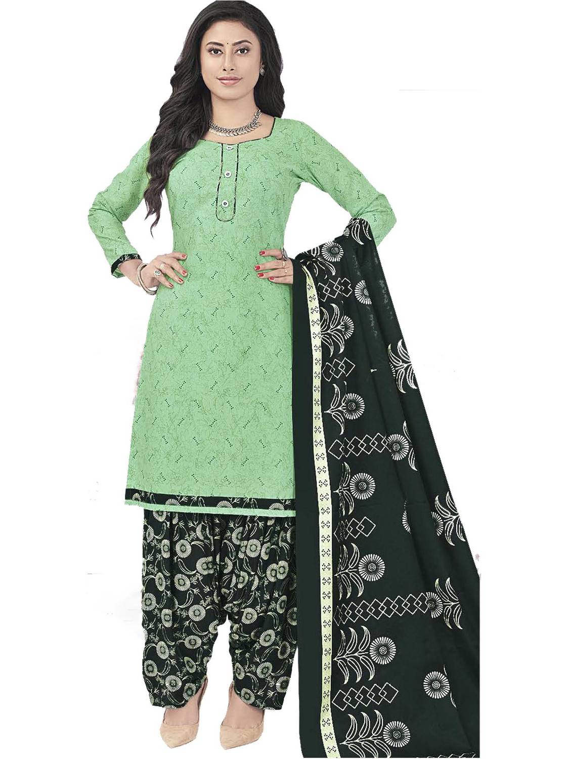 amozo Printed Kurta, Patiala & Dupatta Set