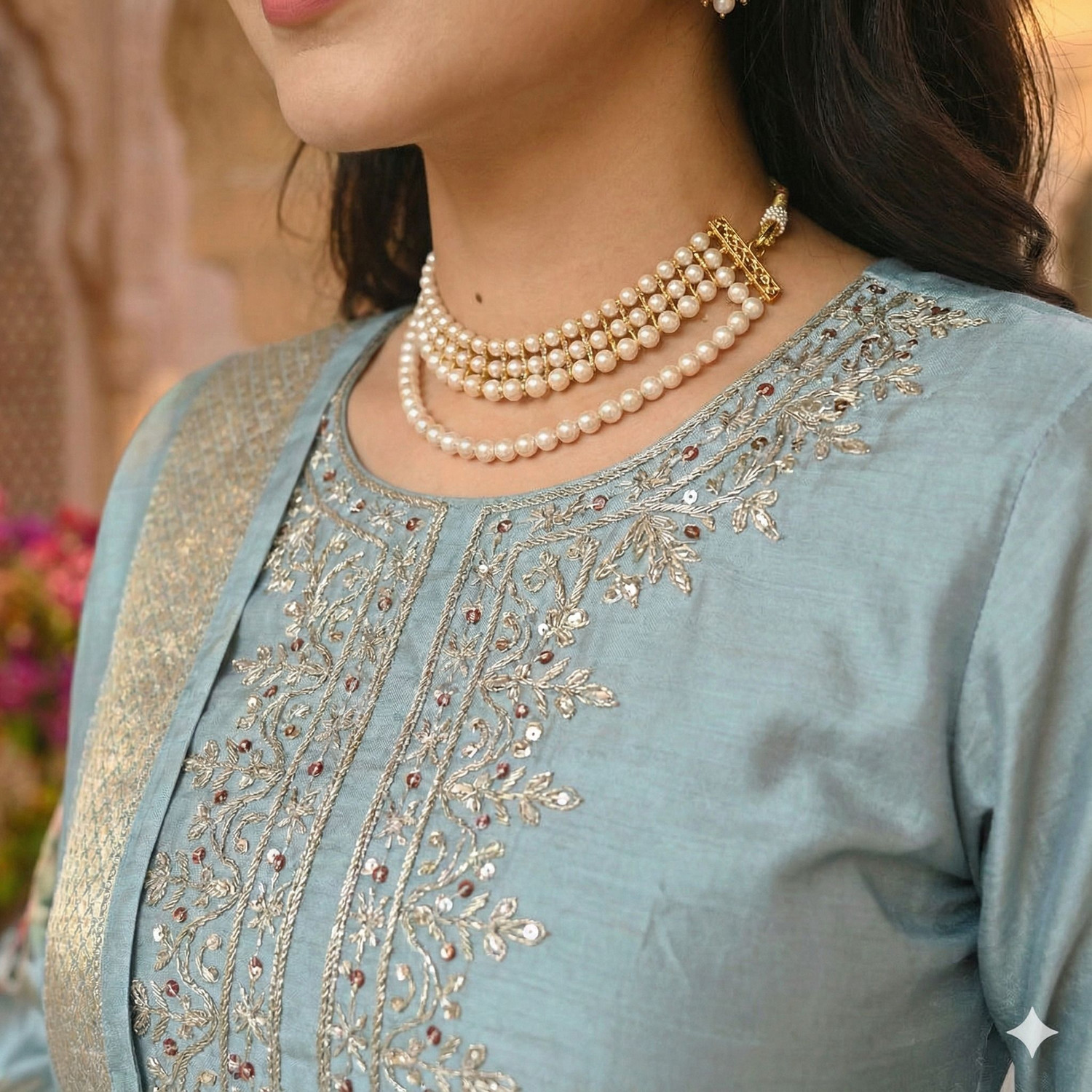 Image of Petromen Embroidered Kurta, Salwar & Dupatta Set