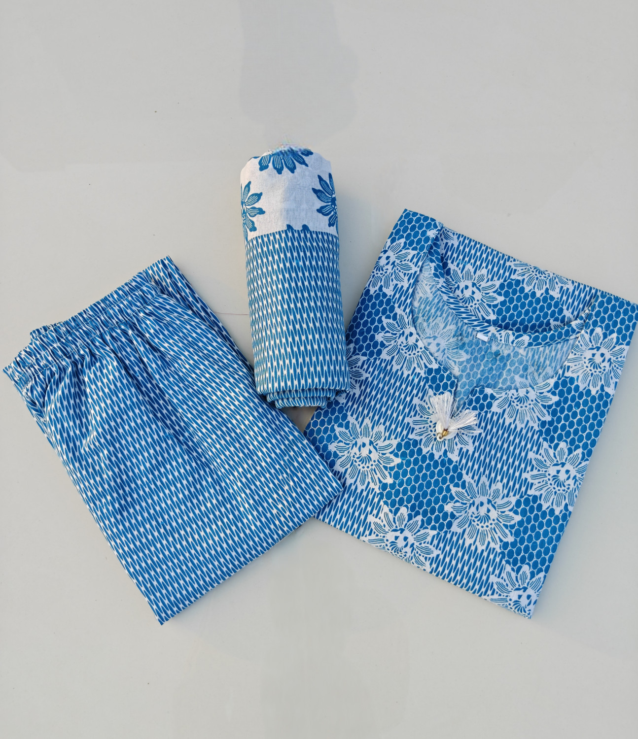Image of ABCOLLECTION Printed Kurta, Palazzo & Dupatta Set
