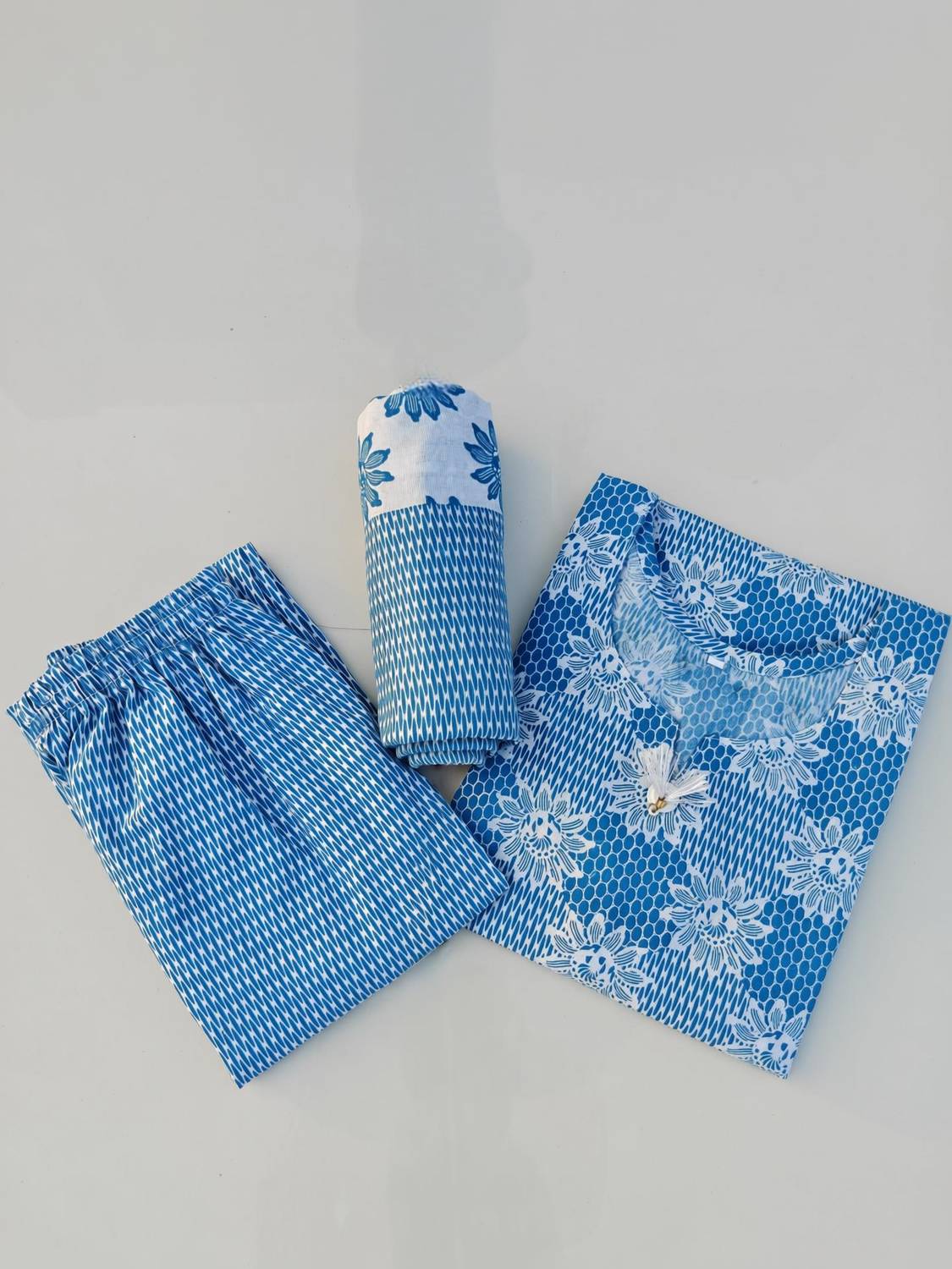 ABCOLLECTION Printed Kurta, Palazzo & Dupatta Set