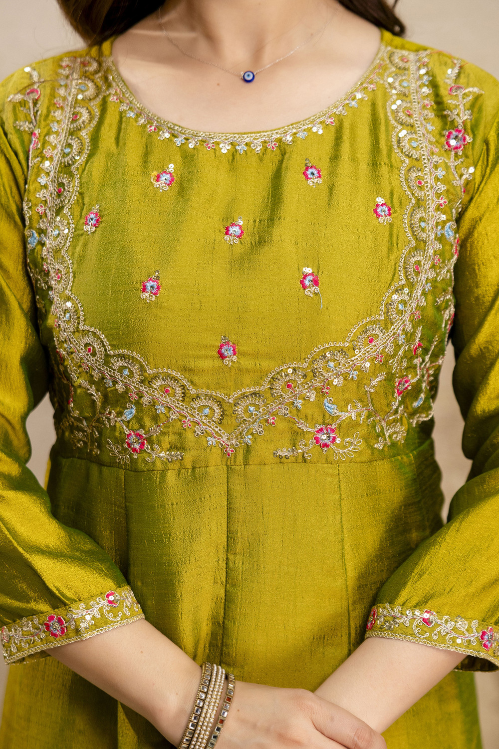 Image of SHRIYAN CREATION Embroidered Anarkali Kurta, Bottom & Dupatta Set