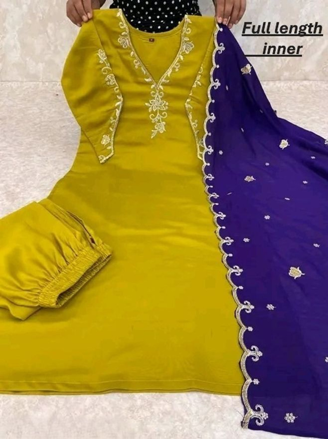 Image of ROHEENI CREATION Embroidered Kurta, Trouser /Pant & Dupatta Set