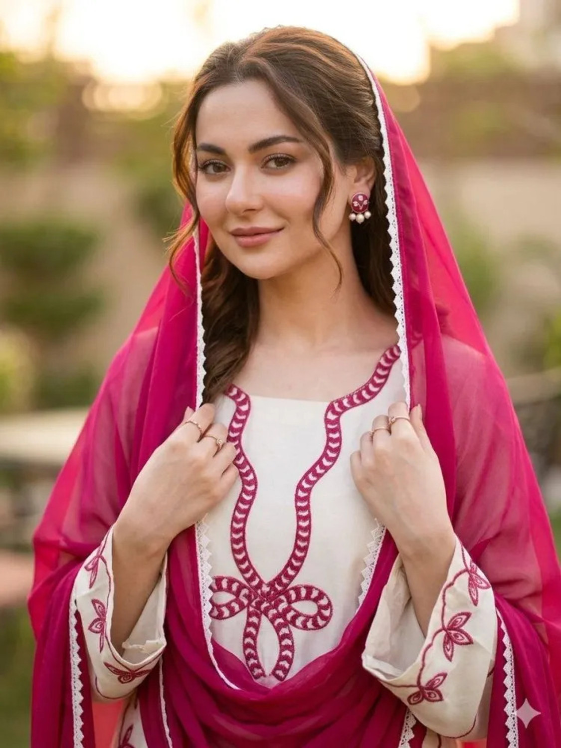 Image of Wtune Embroidered Kurta, Palazzo & Dupatta Set