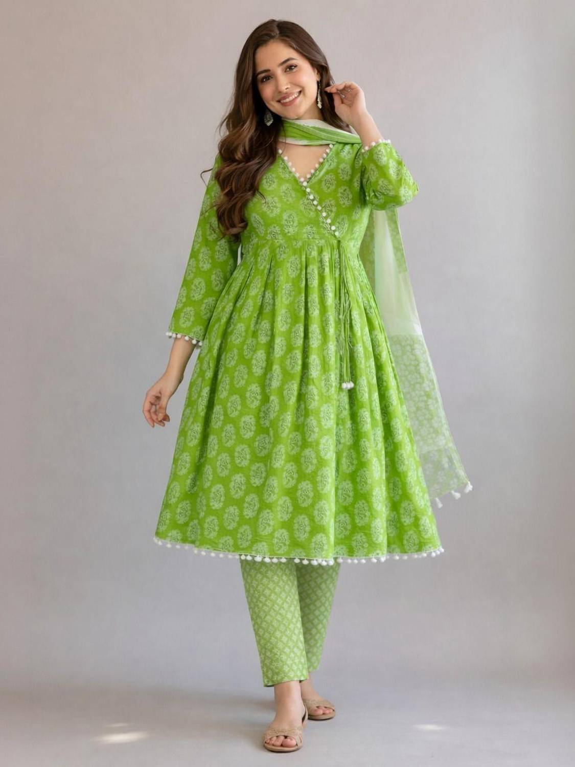 ANERITEXARC Floral Print Kurta, Trouser/Pant & Dupatta Set
