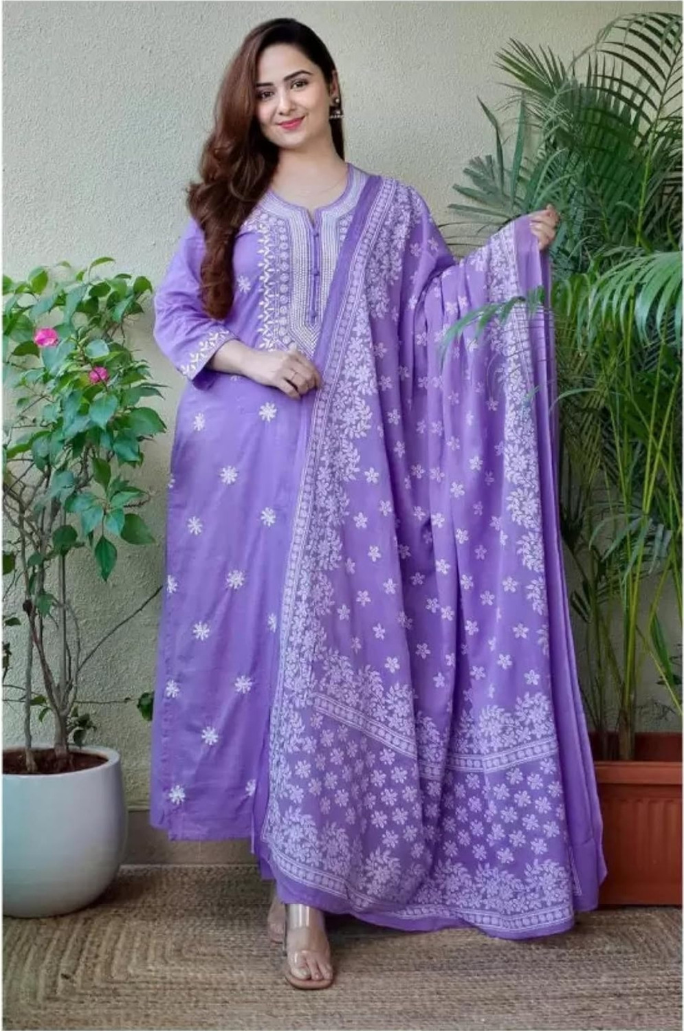 Image of AFREEN FASHION Printed Kurta, Trouser /Pant & Dupatta Set