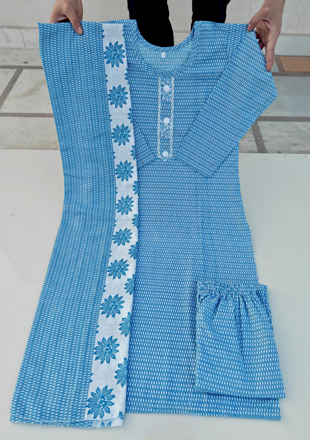 Image of ABCOLLECTION Printed Kurta, Trouser /Pant & Dupatta Set