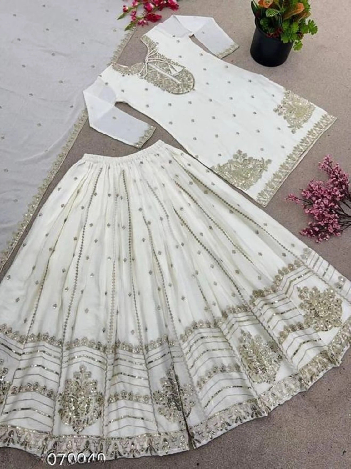 Image of ANERITEXARC Embroidered, Printed Kurta, Trouser /Pant & Dupatta Set