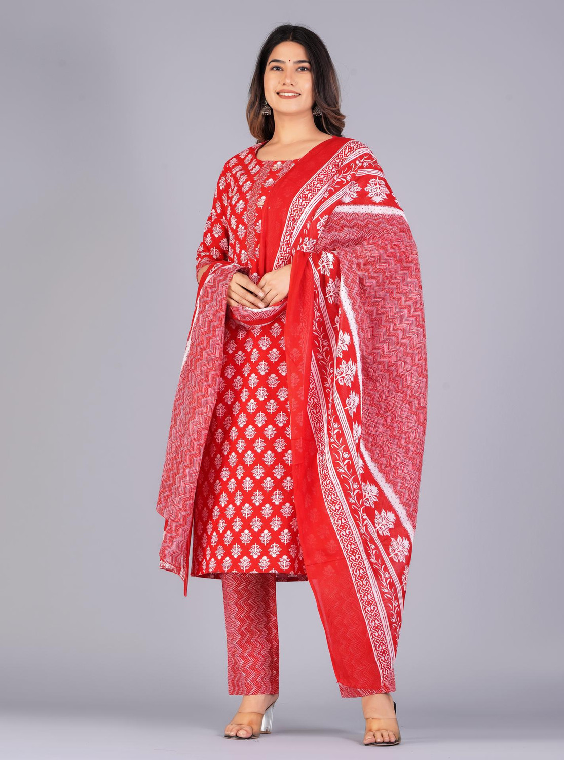 Image of Mishree collection Printed Kurta, Trouser /Pant & Dupatta Set