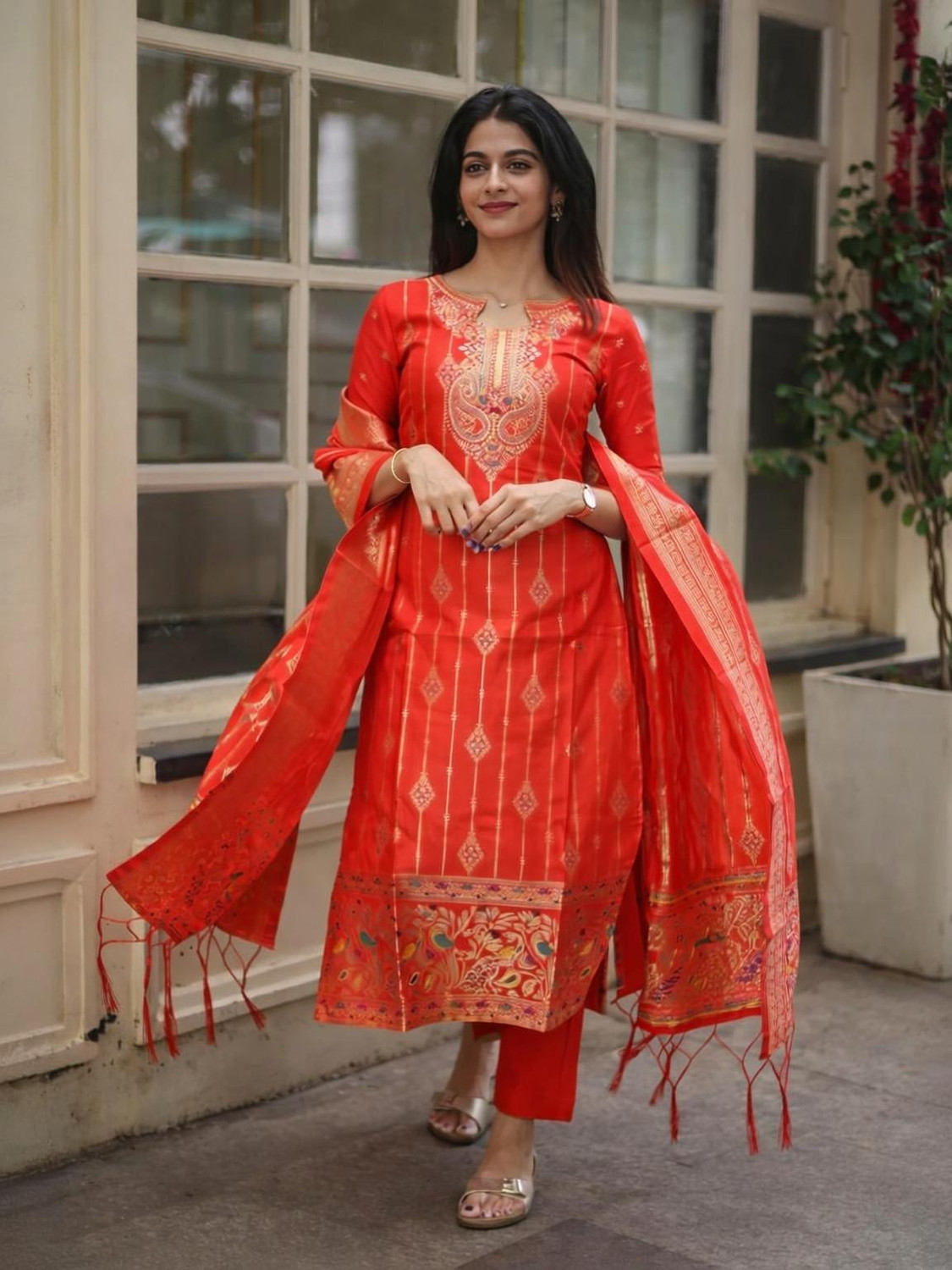 Image of Silk Bliss Printed Kurta, Salwar & Dupatta Set
