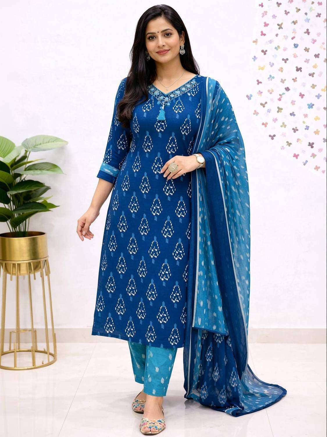 badodiya's Embroidered Kurta, Trouser/Pant & Dupatta Set