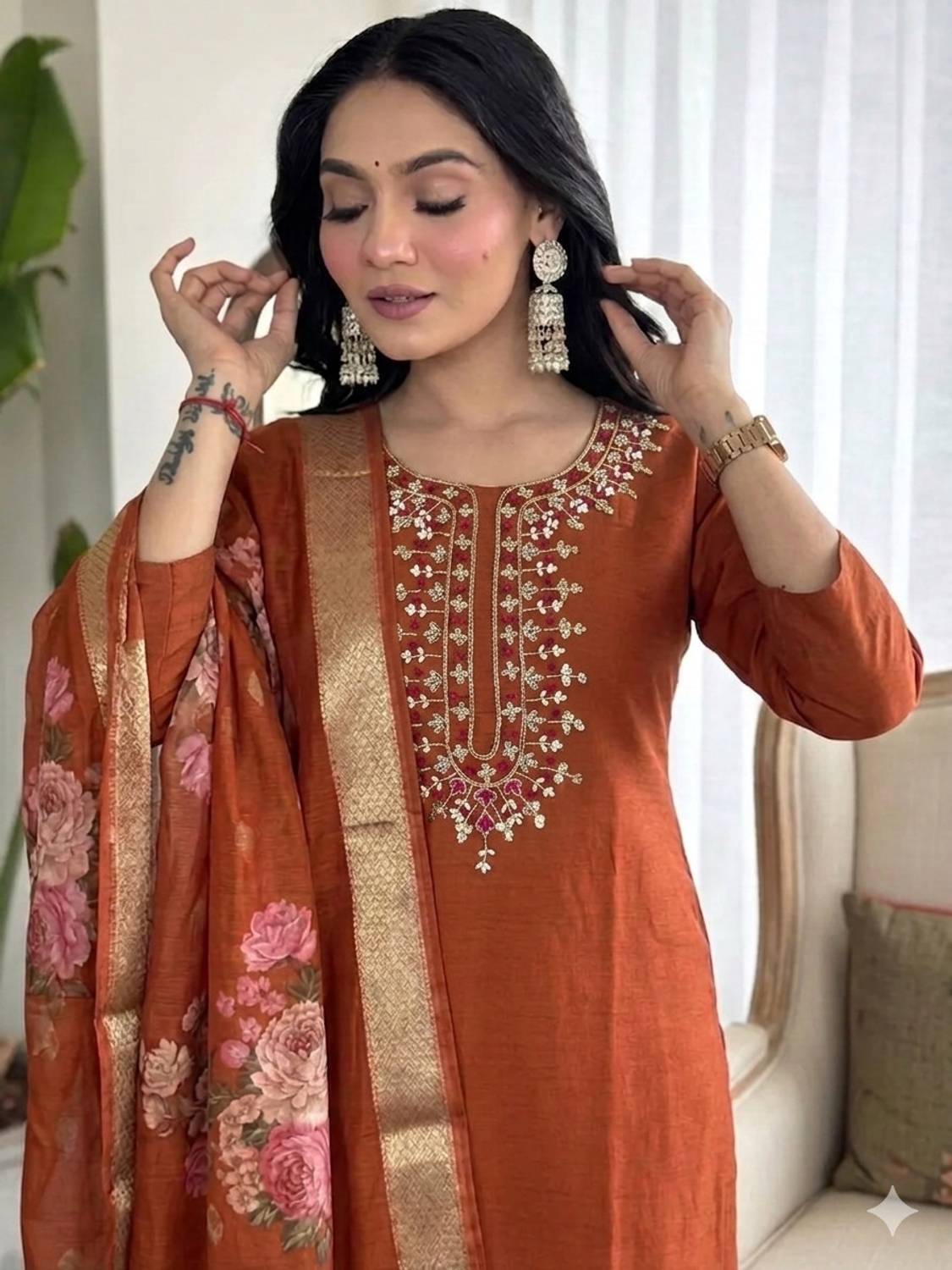 BALAAD CREATION Floral Print Kurta, Trouser/Pant & Dupatta Set