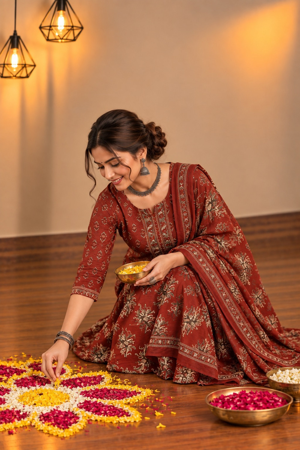 Image of Jaipuri House Printed Kurta, Salwar & Dupatta Set
