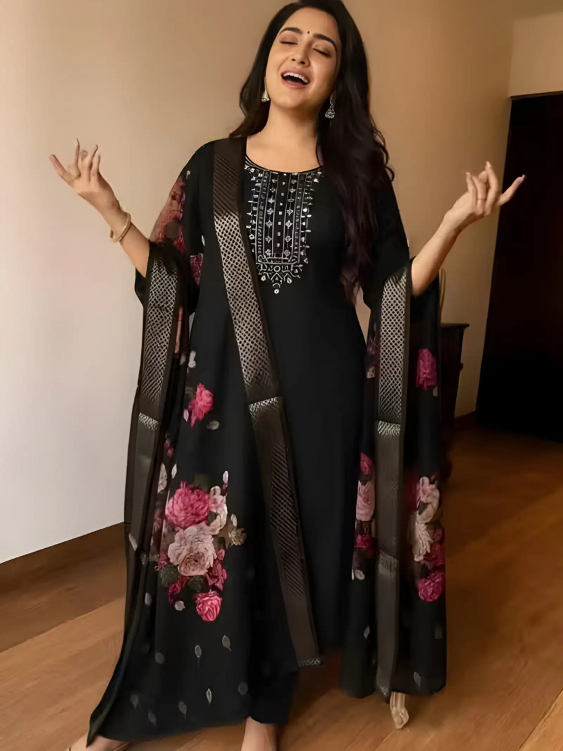 Image of BALAAD CREATION kurti set for women | kurta set for women Embroidered, Floral Print Kurta, Trouser /Pant & Dupatta Set