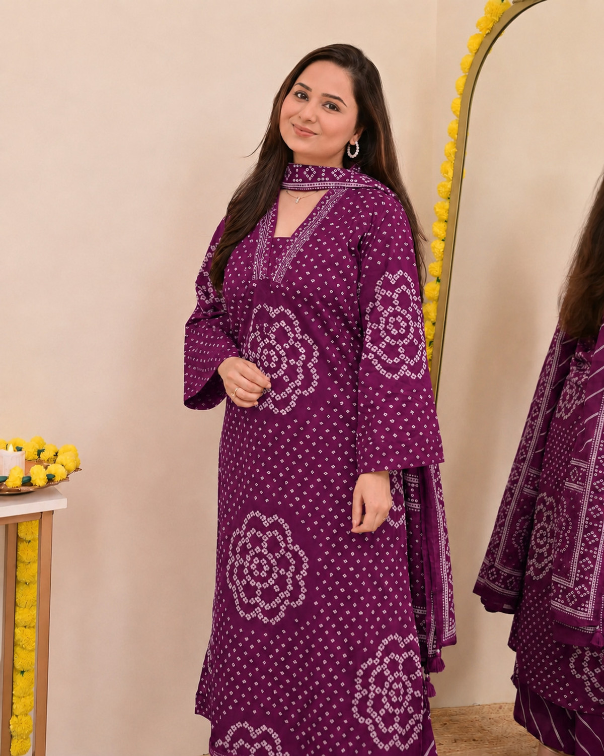 Image of KBZ Printed Kurta, Palazzo & Dupatta Set