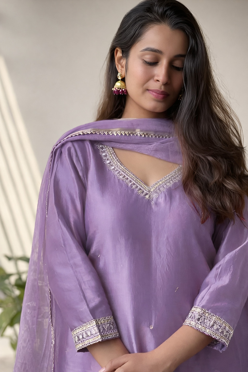 Image of CLIW Embroidered Kurta, Trouser /Pant & Dupatta Set