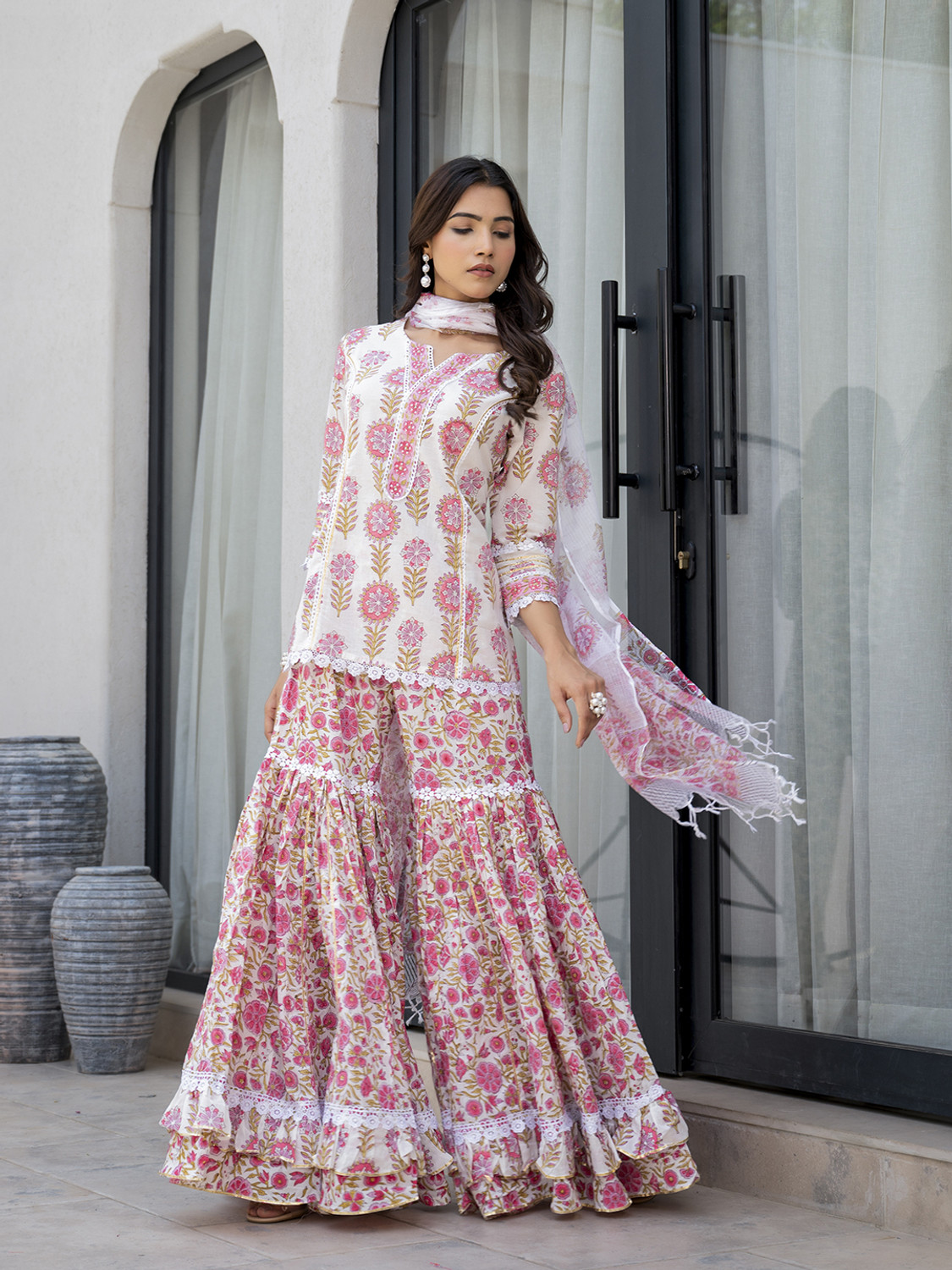 Image of DIVENA Printed Kurta, Sharara & Dupatta Set