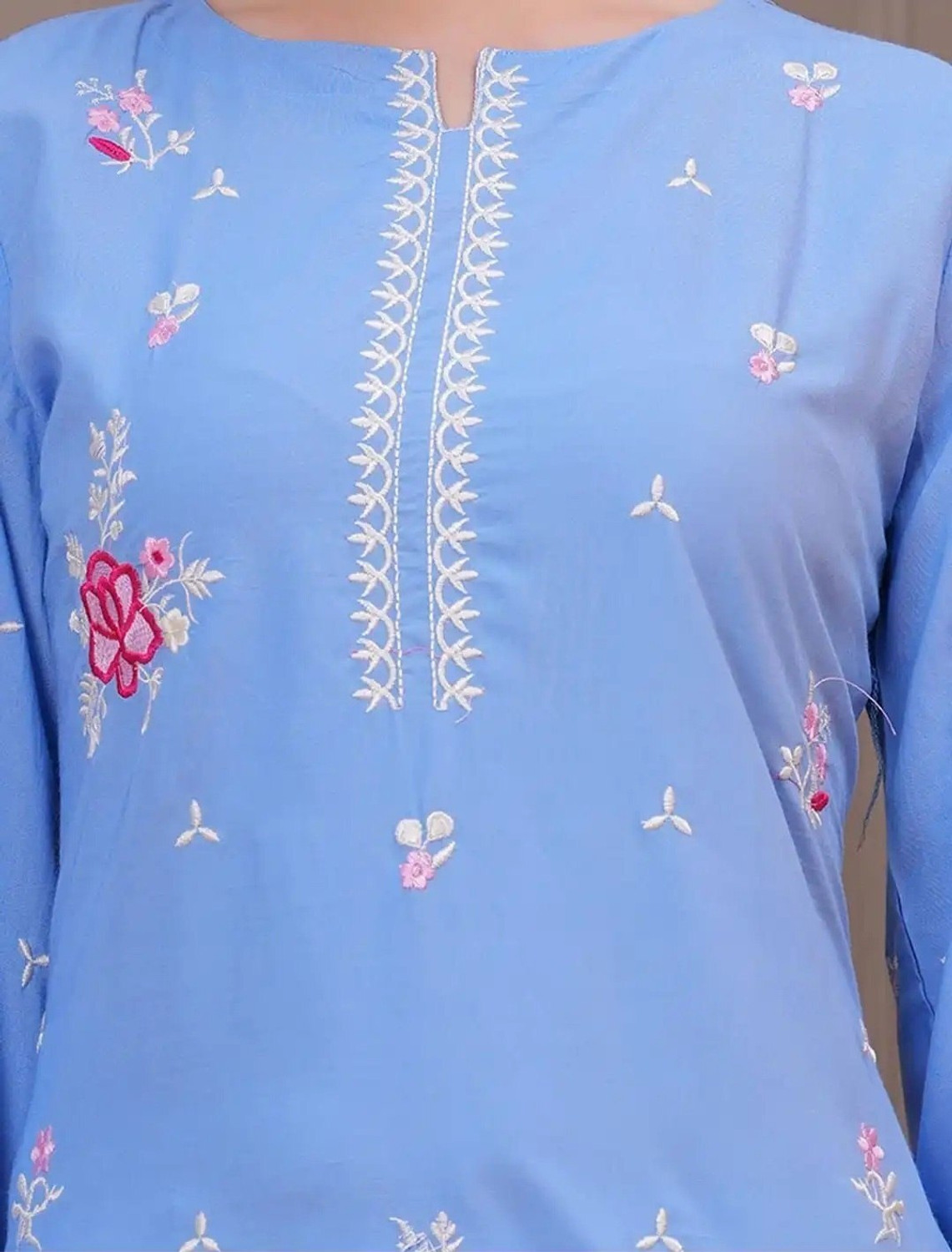 Image of PINKVASTRA Printed Kurta, Palazzo & Dupatta Set