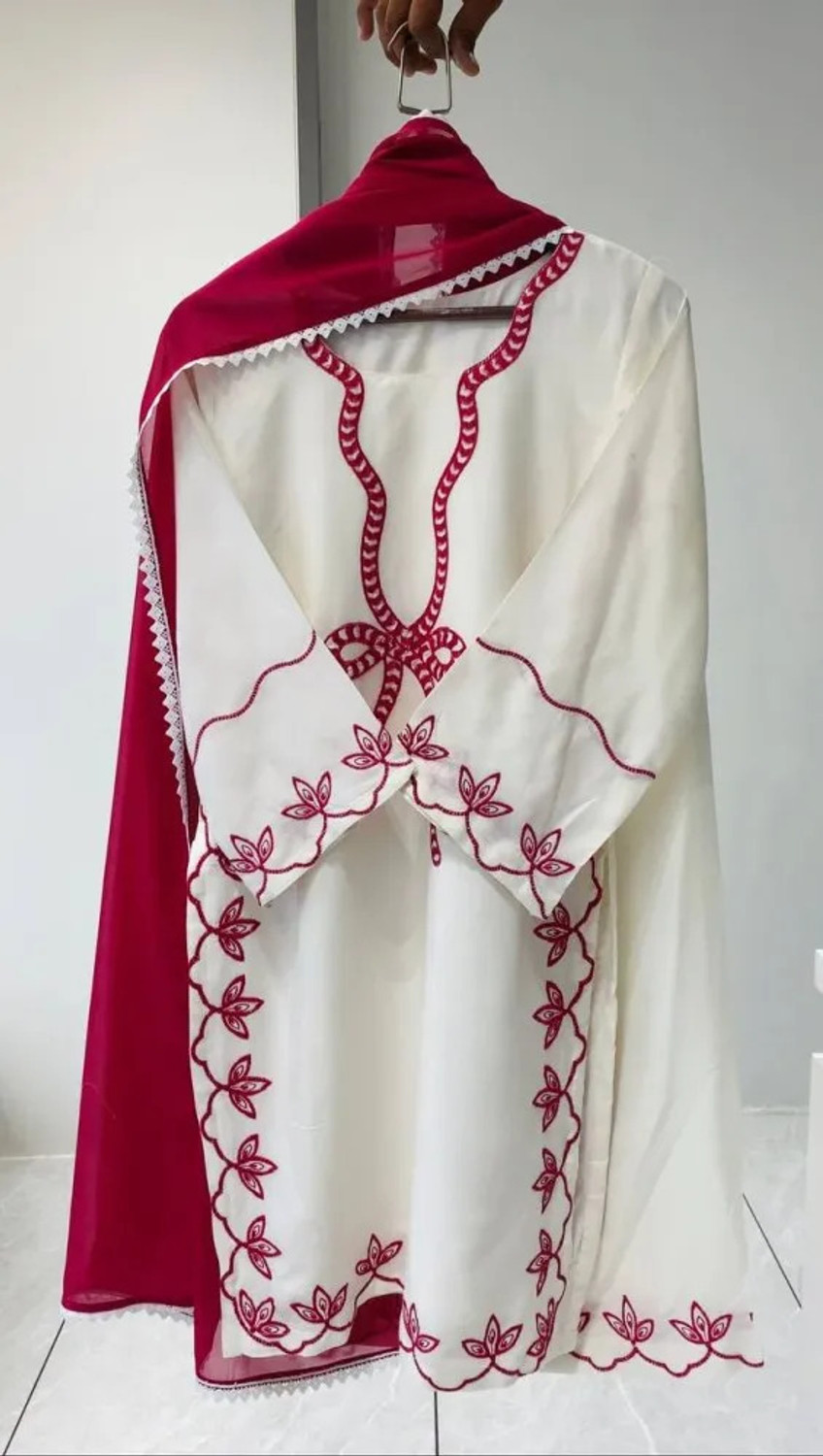 Image of Wtune Embroidered Kurta, Palazzo & Dupatta Set
