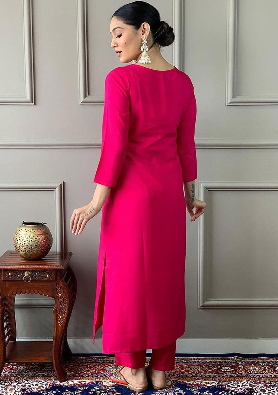Image of KevalyaFashion Embroidered Kurta, Trouser /Pant & Dupatta Set