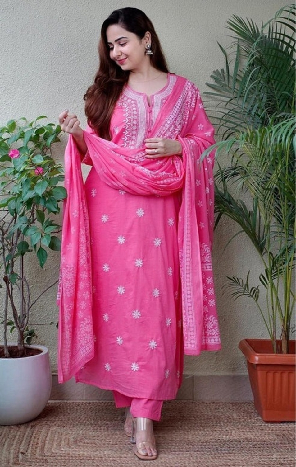 Image of GLOWCROWN Embroidered Kurta, Trouser /Pant & Dupatta Set