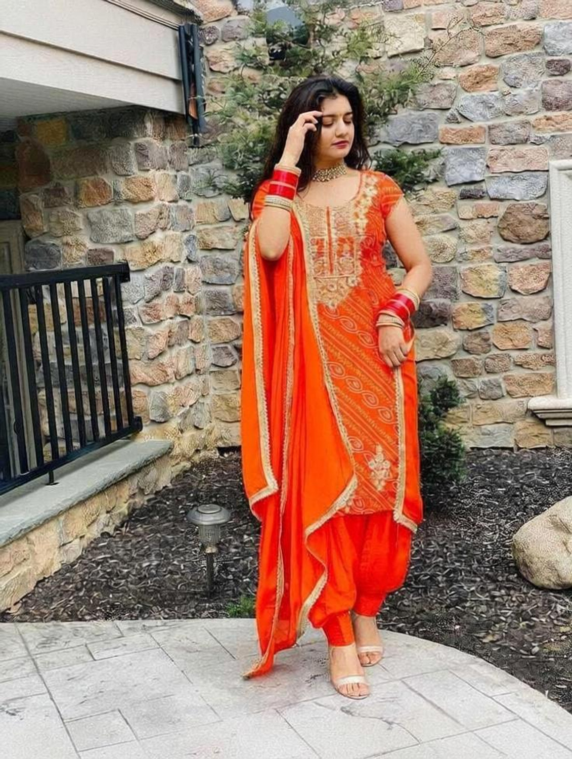Image of Ravi Fashion Embroidered Kurta, Patiala & Dupatta Set