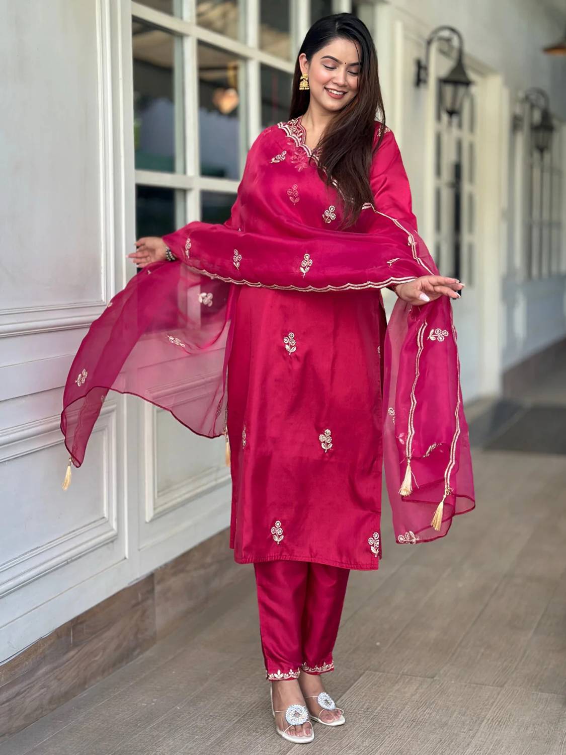 mirapari Embroidered Kurta, Trouser & Dupatta Set - Image 3