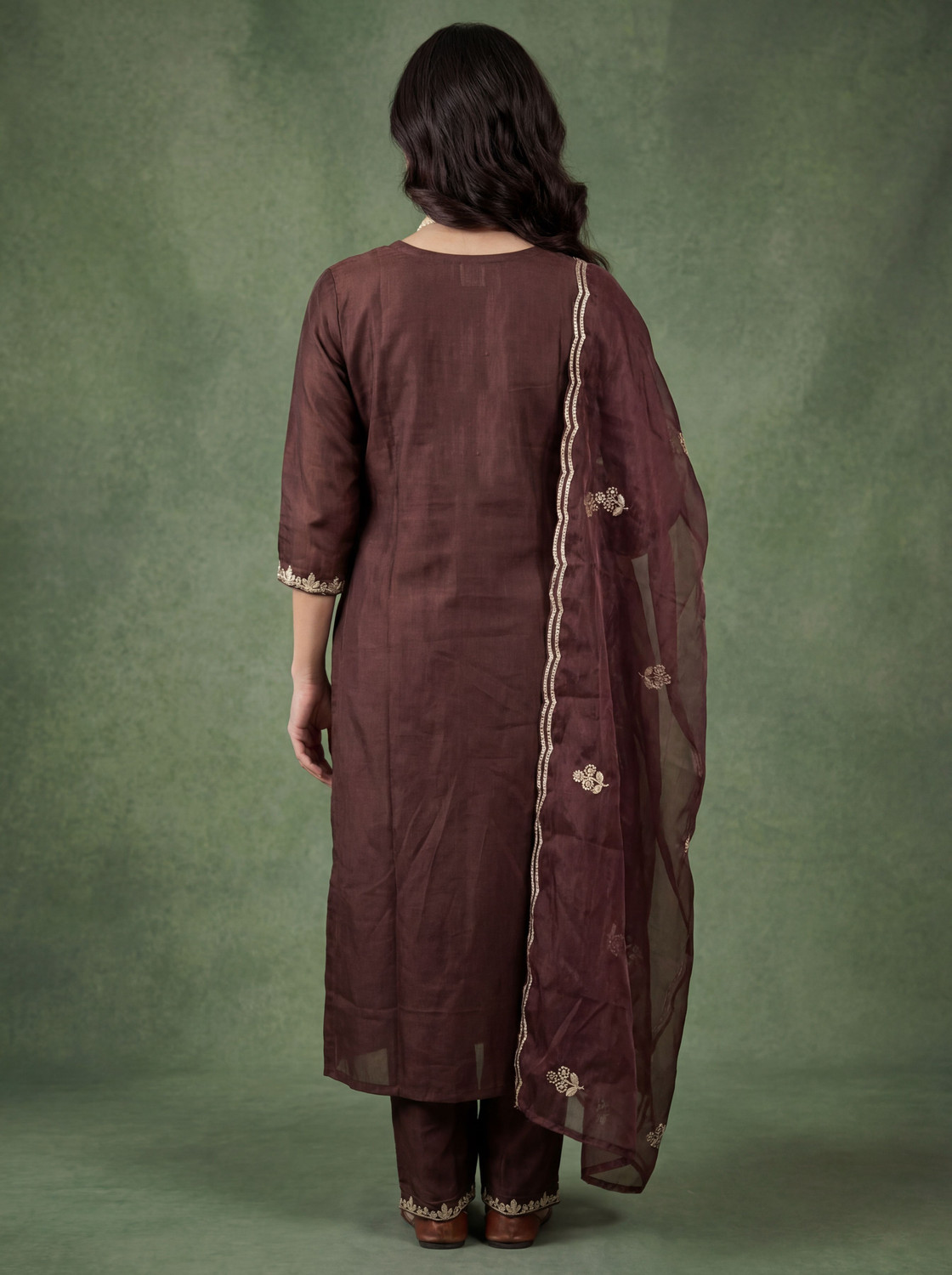 Image of SHIVAYFAB Embroidered Kurta, Trouser /Pant & Dupatta Set