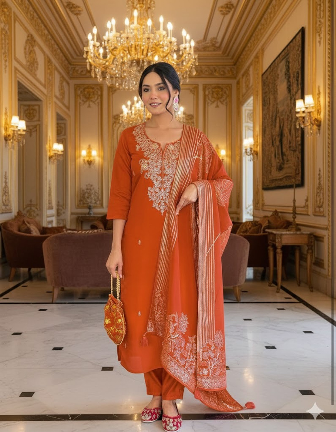 Image of Rudrans Tex Woven Kurta, Salwar & Dupatta Set