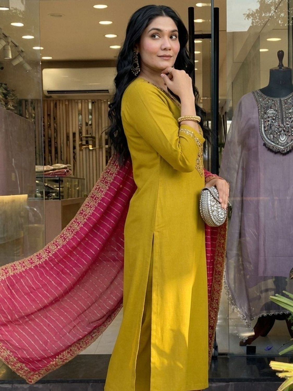 Image of ANERITEXARC Embroidered Kurta, Trouser /Pant & Dupatta Set