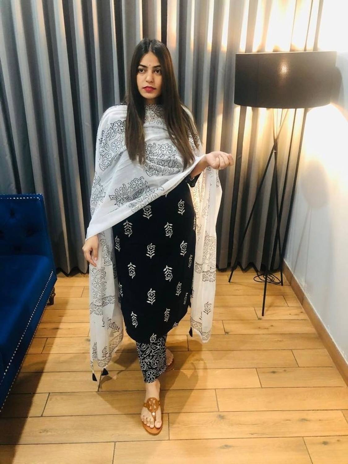 badodiya's Printed Kurta, Palazzo & Dupatta Set
